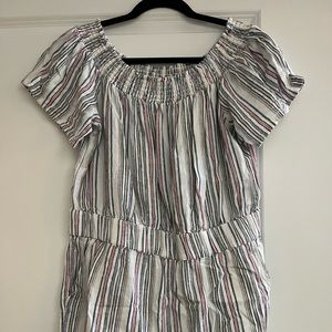 Striped romper with pockets